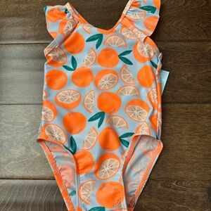 Cat& Jack Orange Print Kids Swimsuit Size 18 mo.